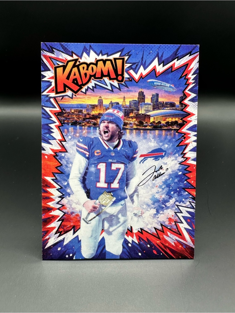 Josh Allen Signed NFL Kaboom Novelty Football Card. Buffalo Bills.